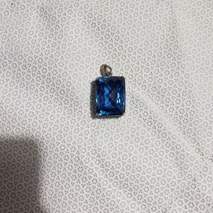 Sterling Silver 925 Large Blue Stone Pendant